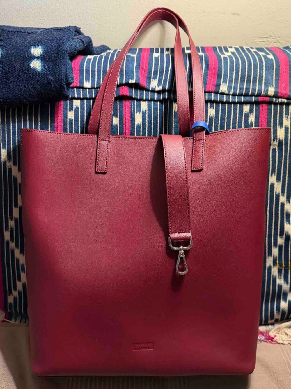 NWOT Away Leather Oxblood Trolly Sleeve Tote LaptopTravelBag
